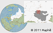 Savanna Style Location Map of Burayevskiy, highlighted country, highlighted parent region, hill shading