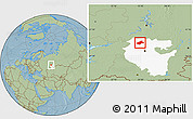Savanna Style Location Map of Burayevskiy, highlighted parent region, hill shading
