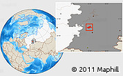 Shaded Relief Location Map of Burayevskiy, highlighted country, highlighted grandparent region