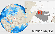 Shaded Relief Location Map of Burayevskiy, highlighted parent region, highlighted grandparent region