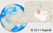 Shaded Relief Location Map of Burayevskiy, highlighted parent region