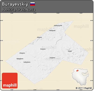Classic Style Map of Burayevskiy, single color outside