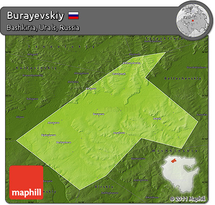 Physical Map of Burayevskiy, darken