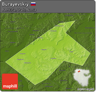 Physical Map of Burayevskiy, darken