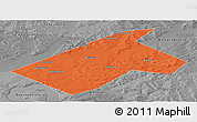 Political Panoramic Map of Burayevskiy, desaturated