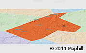 Political Panoramic Map of Burayevskiy, lighten