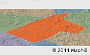 Political Panoramic Map of Burayevskiy, semi-desaturated
