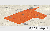 Political Panoramic Map of Burayevskiy, shaded relief outside