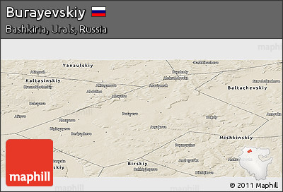 Shaded Relief Panoramic Map of Burayevskiy