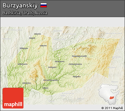Physical 3D Map of Burzyanskiy, lighten