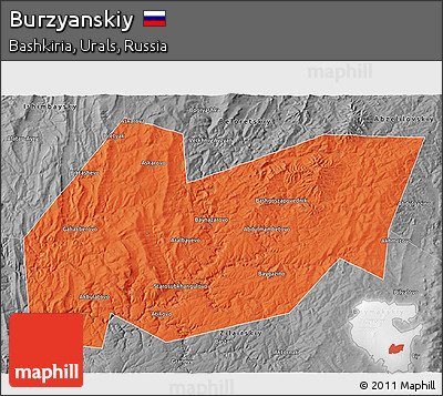 Political 3D Map of Burzyanskiy, desaturated