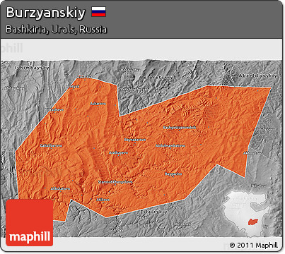 Political 3D Map of Burzyanskiy, desaturated