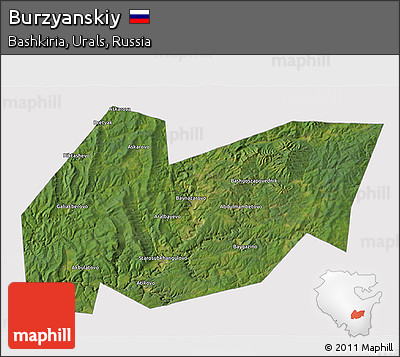 Satellite 3D Map of Burzyanskiy, cropped outside