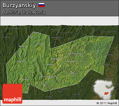 Satellite 3D Map of Burzyanskiy, darken