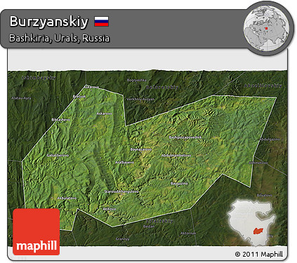 Satellite 3D Map of Burzyanskiy, darken
