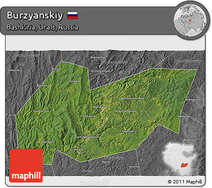 Satellite 3D Map of Burzyanskiy, desaturated