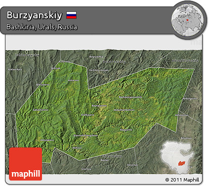 Satellite 3D Map of Burzyanskiy, semi-desaturated