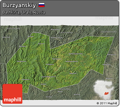 Satellite 3D Map of Burzyanskiy, semi-desaturated