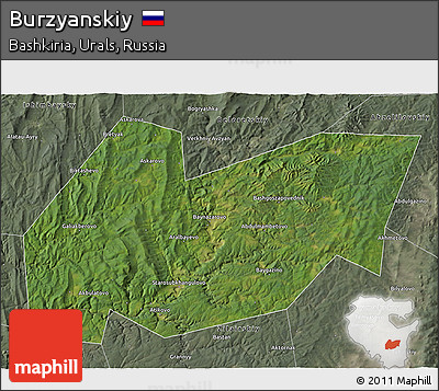 Satellite 3D Map of Burzyanskiy, semi-desaturated