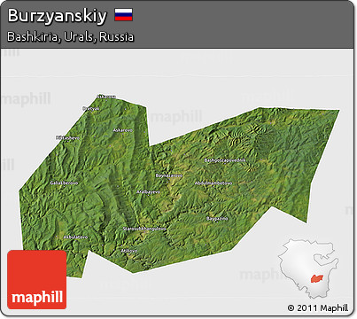 Satellite 3D Map of Burzyanskiy, single color outside