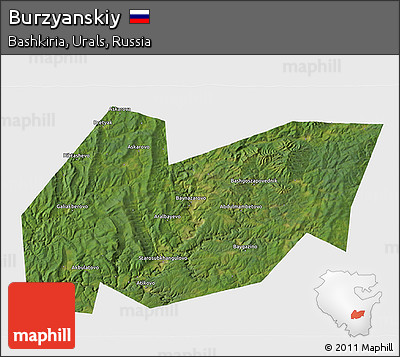 Satellite 3D Map of Burzyanskiy, single color outside