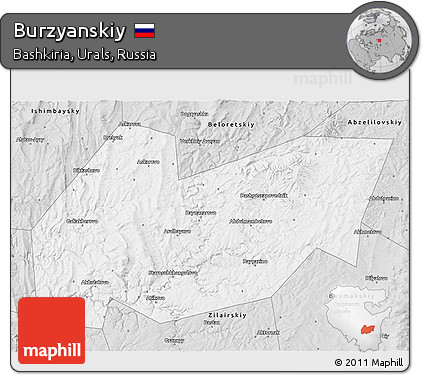 Silver Style 3D Map of Burzyanskiy