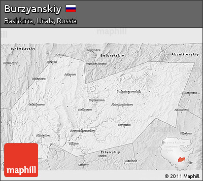 Silver Style 3D Map of Burzyanskiy