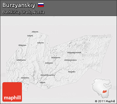 Silver Style 3D Map of Burzyanskiy, single color outside