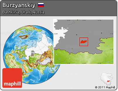 Physical Location Map of Burzyanskiy, highlighted country, highlighted grandparent region