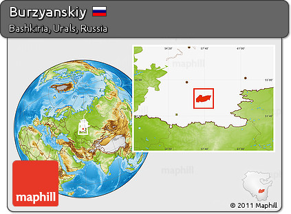 Physical Location Map of Burzyanskiy, highlighted grandparent region