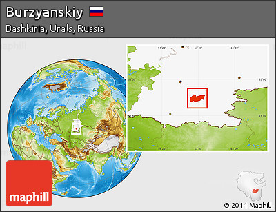 Physical Location Map of Burzyanskiy, highlighted grandparent region