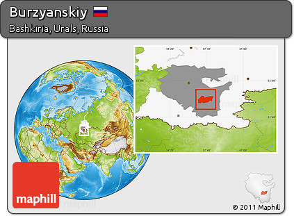 Physical Location Map of Burzyanskiy, highlighted parent region, highlighted grandparent region