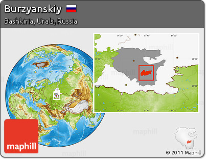 Physical Location Map of Burzyanskiy, highlighted parent region, highlighted grandparent region
