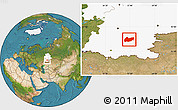 Satellite Location Map of Burzyanskiy, highlighted grandparent region