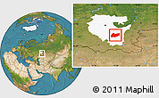 Satellite Location Map of Burzyanskiy, highlighted parent region