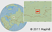 Savanna Style Location Map of Burzyanskiy, hill shading