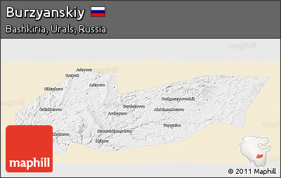 Classic Style Panoramic Map of Burzyanskiy, single color outside