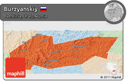 Political Panoramic Map of Burzyanskiy, lighten