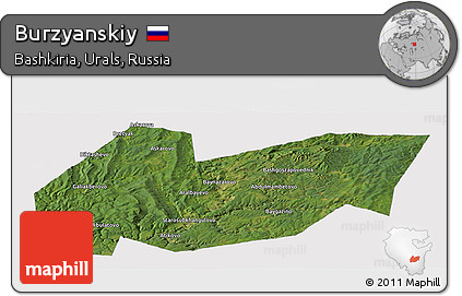 Satellite Panoramic Map of Burzyanskiy, cropped outside