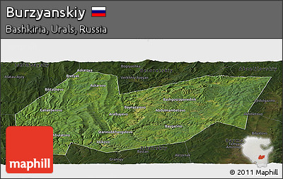 Satellite Panoramic Map of Burzyanskiy, darken