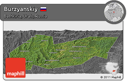 Satellite Panoramic Map of Burzyanskiy, desaturated