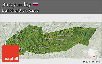 Satellite Panoramic Map of Burzyanskiy, lighten