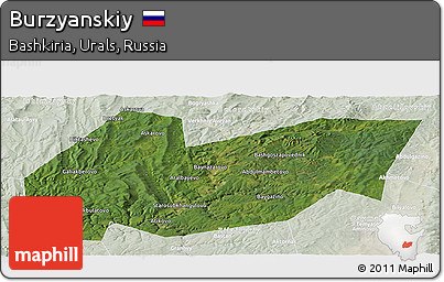 Satellite Panoramic Map of Burzyanskiy, lighten