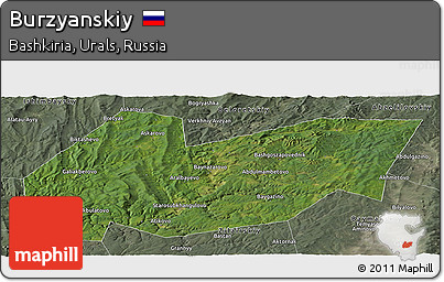Satellite Panoramic Map of Burzyanskiy, semi-desaturated