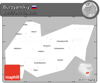 Gray Simple Map of Burzyanskiy, single color outside