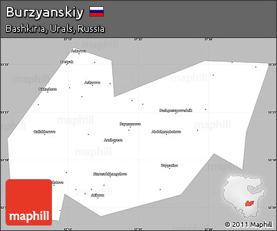 Gray Simple Map of Burzyanskiy, single color outside
