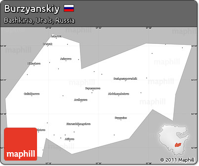 Gray Simple Map of Burzyanskiy, single color outside