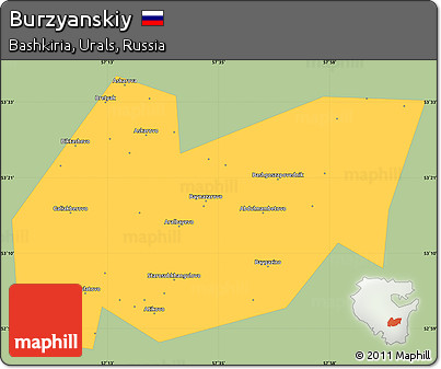 Savanna Style Simple Map of Burzyanskiy, single color outside