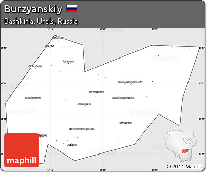 Silver Style Simple Map of Burzyanskiy, cropped outside