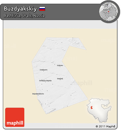 Classic Style 3D Map of Buzdyakskiy, single color outside